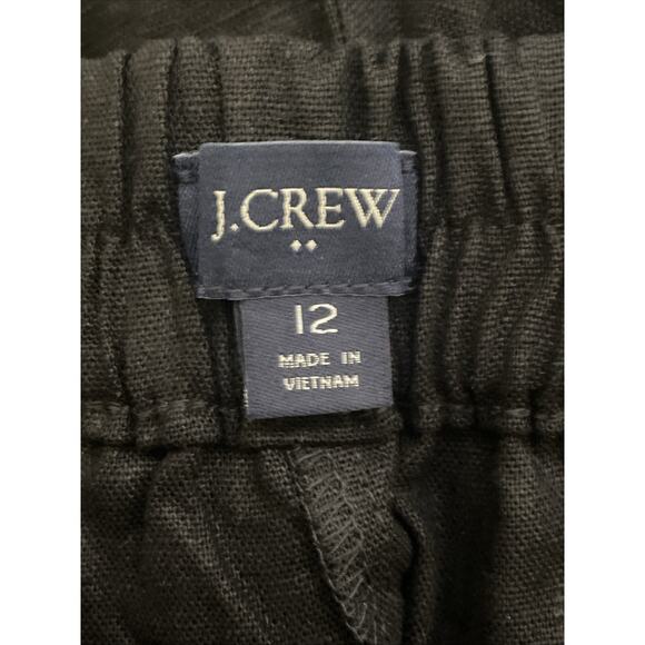 J.Crew Size 12 Black Linen Blend Shorts Women Elastic Waist In Back - Picture 5 of 6
